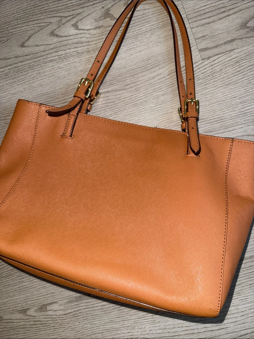 Tory Burch Cognac Leather Tote with Gold Logo